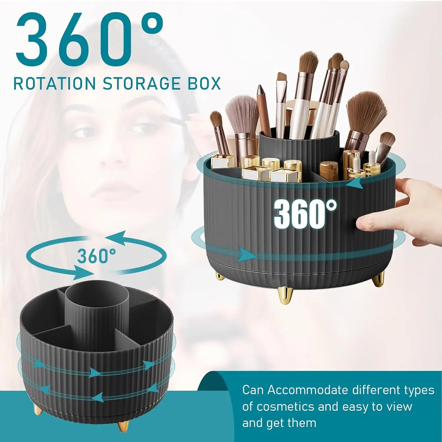360° Rotating Makeup Brush Holder & Organizer