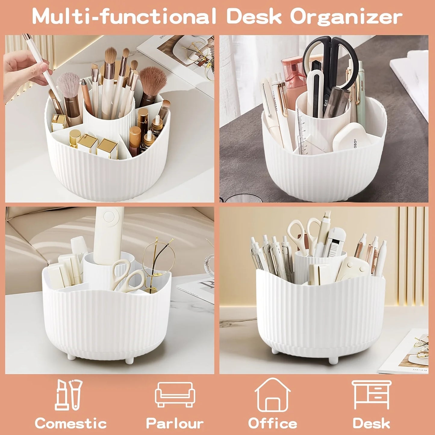 360° Rotating Makeup Brush Holder & Organizer
