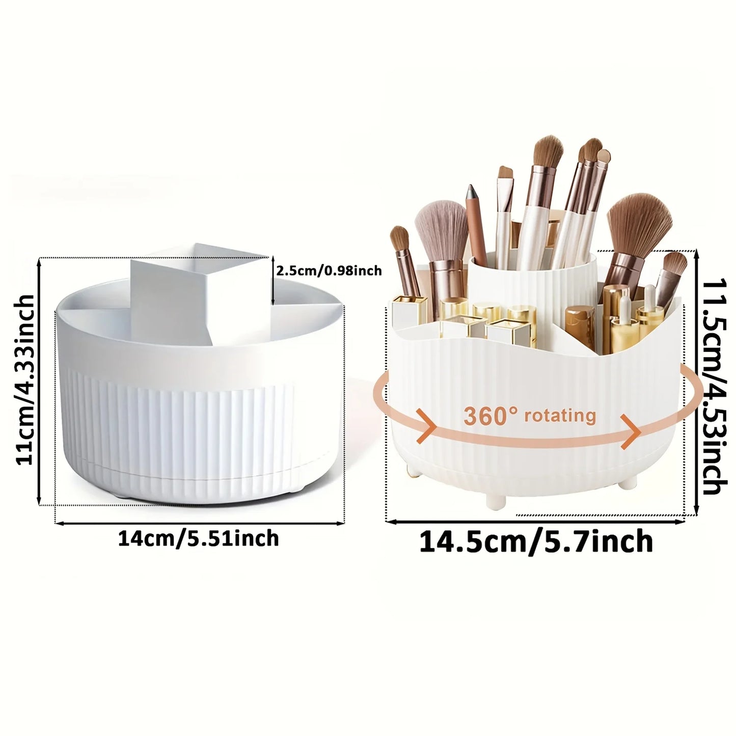 360° Rotating Makeup Brush Holder & Organizer
