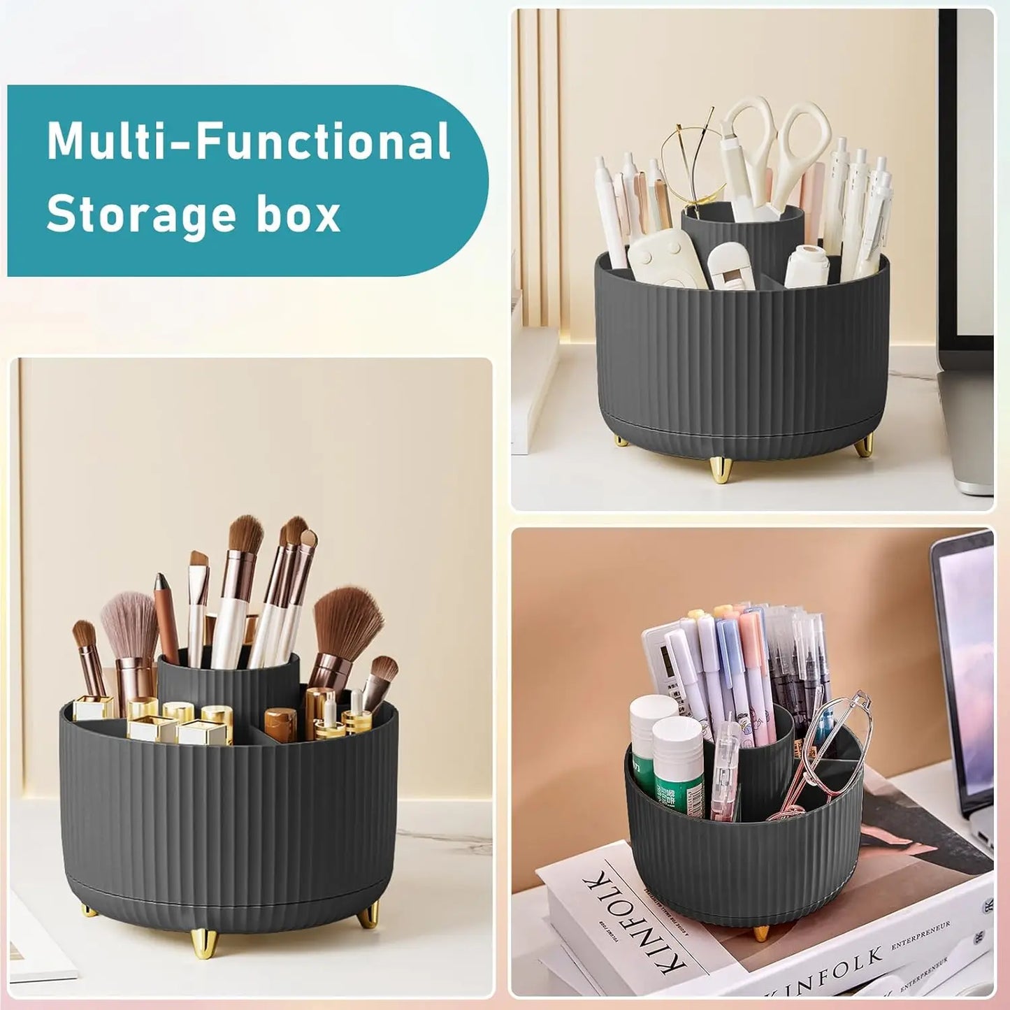 360° Rotating Makeup Brush Holder & Organizer