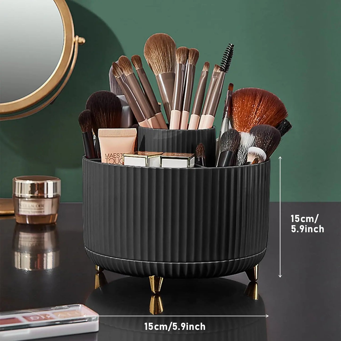 360° Rotating Makeup Brush Holder & Organizer