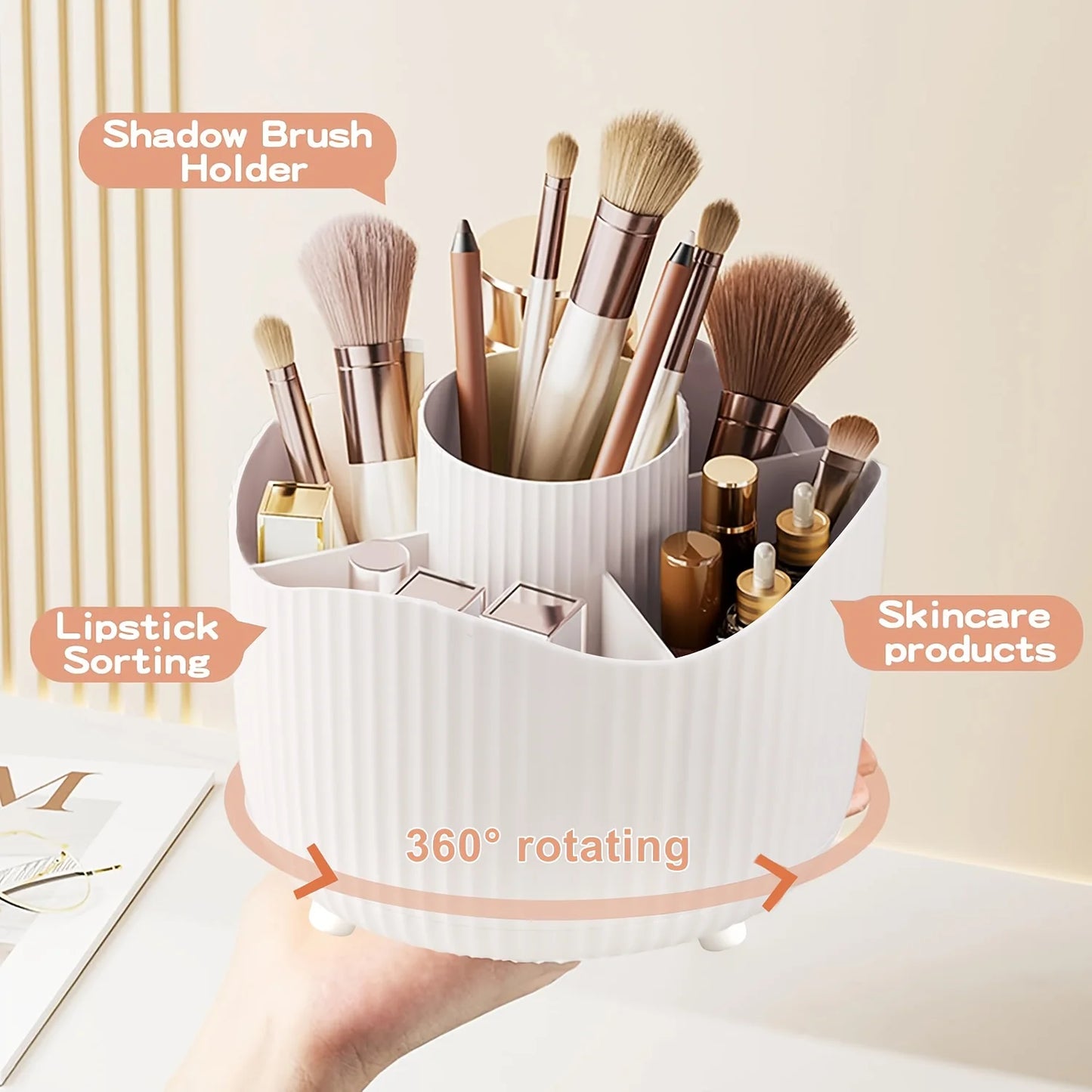 360° Rotating Makeup Brush Holder & Organizer